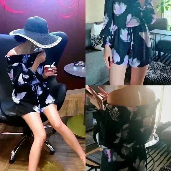 Bebe Purple Floral prints Jumpsuit - Picture 1 of 5